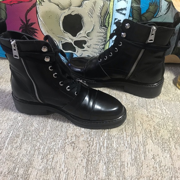 AllSaints Donita Leather Lug-Sole Boots Size 38 - Picture 6 of 14